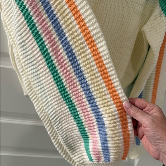 Blank Paige Rainbow Arc Slouchy Off The Shoulder Sweater Ivory Multi Large - Picture 7 of 12